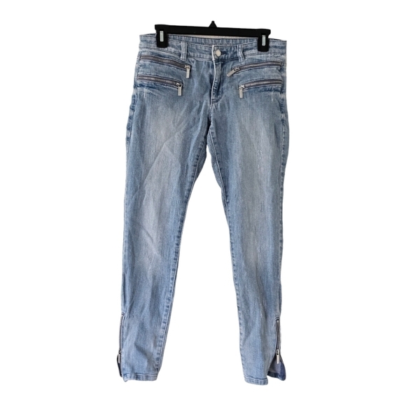Michael Kors Jeans Women’s Sz 6 Blue Double Front Hem Zips Skinny 30x28 - Picture 1 of 15